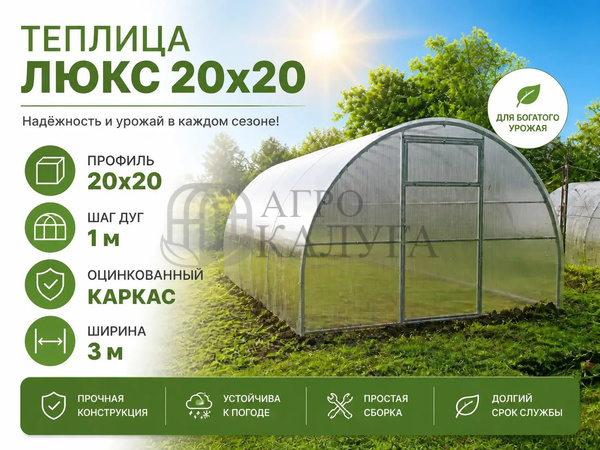Теплица "Люкс" 20х20 (шаг 1 м) каркас