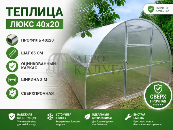 Теплица "Люкс" 40х20 (шаг 67 см) каркас