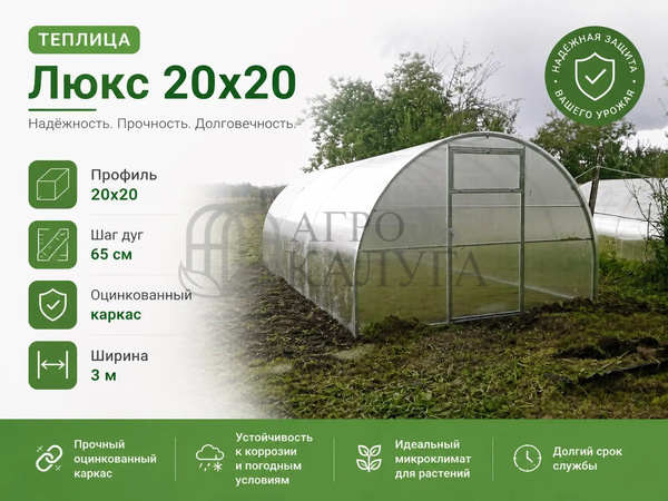 Теплица "Люкс" 20х20 (шаг 67 см) каркас